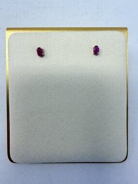 Shop LC 14K Yellow Gold Burmese Ruby Oval Stud Earrings TGW 0.46 cts. 5569